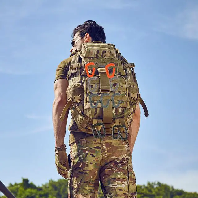Alt view image 6 of 6 - 16 Pack Tactical Carabiners Keychain D Rings Spring Snap Gear Clip Utility Hooks Backpack Hanging Buckle Travelling for Camping