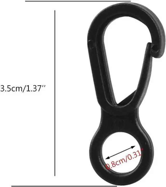 Alt view image 2 of 7 - 10Pcs Black Plastic Snap Clip Hook Camping Carabiner Buckle Multifunction Snap Hook Camping Equipment Tent Buckle Clips Tent Hooks for Lights Hanging to Canopy Outdoor Tent Accessories