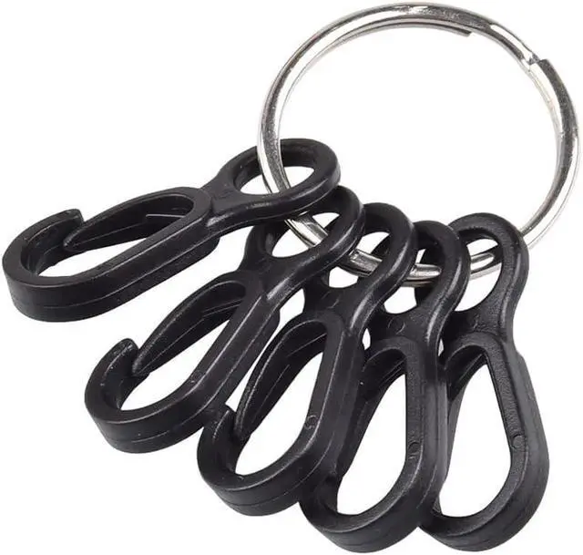 Alt view image 4 of 7 - 10Pcs Black Plastic Snap Clip Hook Camping Carabiner Buckle Multifunction Snap Hook Camping Equipment Tent Buckle Clips Tent Hooks for Lights Hanging to Canopy Outdoor Tent Accessories