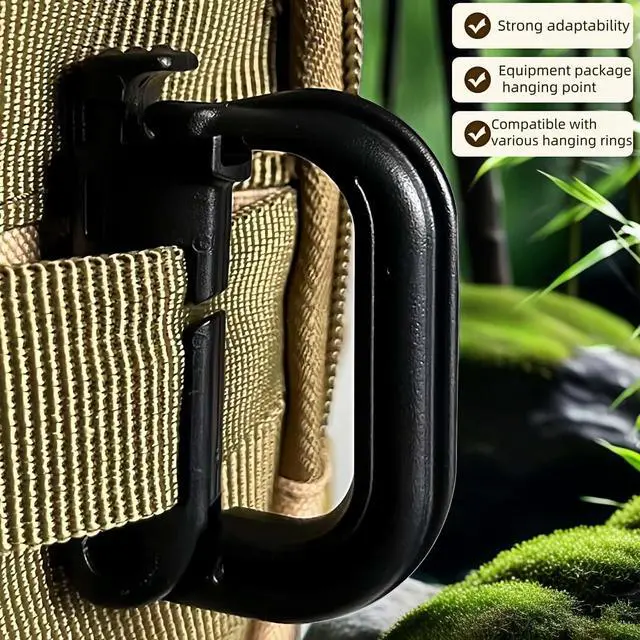 Alt view image 3 of 7 - Tactical D-Ring Carabiner for Hiking/Military/EDC - Lightweight Plastic Mountain Carabiner with Quick-Release, MOLLE Compatible, 10-Pack Black