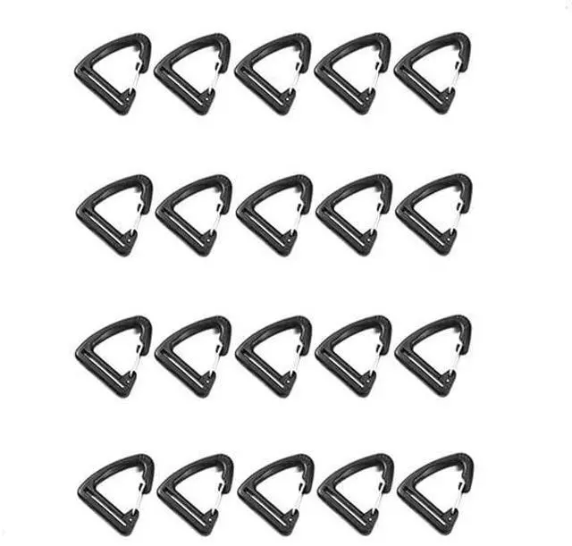 Main image of 20 Pcs Black Plastic Triangle Carabiners 1 Inch Backpack Clasp Snap Hook for Lanyards, Handbags, Backpacks, Luggage, Buckles, Fasteners