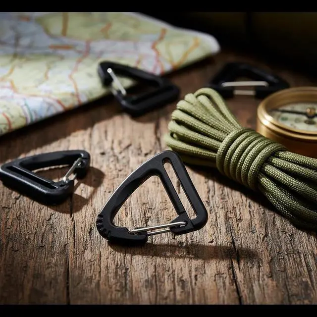 Alt view image 6 of 6 - 20 Pcs Black Plastic Triangle Carabiners 1 Inch Backpack Clasp Snap Hook for Lanyards, Handbags, Backpacks, Luggage, Buckles, Fasteners