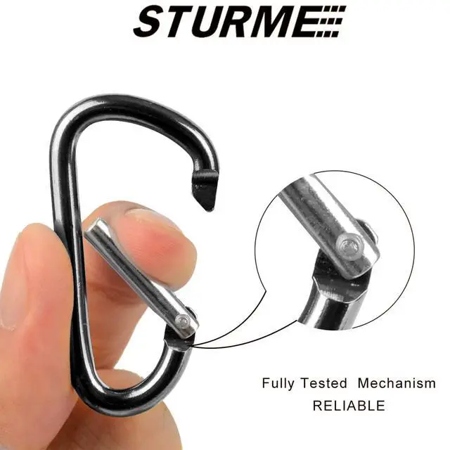Alt view image 3 of 7 - 2" Aluminum D Ring Carabiners Clip D Shape Spring Loaded Gate Small Keychain Carabiner Clip Set Outdoor Camping Mini Lock Snap Hooks Spring Link Key Chain Durable Improved 24 PCS, Black
