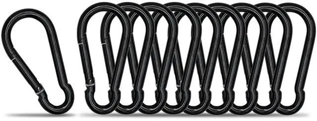 Main image of Small Carabiner Clip Hook, 1.97 inch 10 pcs Black Heavy Duty Spring Snap Hook Key Chain, Carabiners Clips for Outdoor Camping, Swing Set, Hammock, Hiking Travel, Fishing, Quick Link Keychain