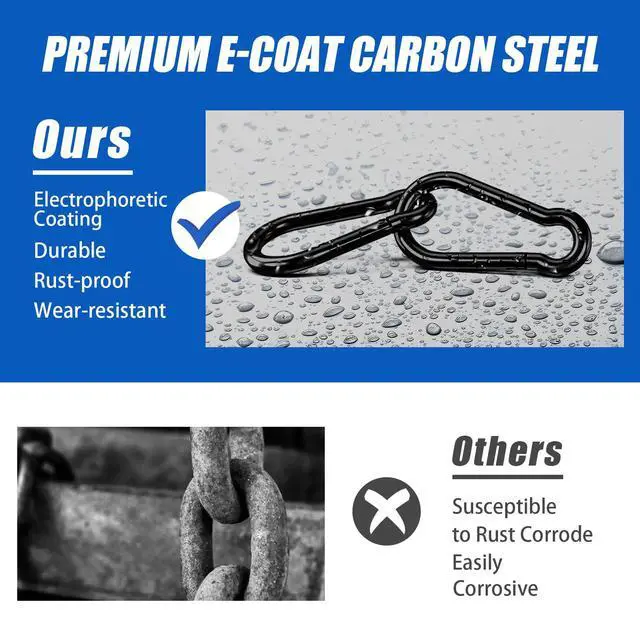 Alt view image 2 of 7 - Small Carabiner Clip Hook, 1.97 inch 10 pcs Black Heavy Duty Spring Snap Hook Key Chain, Carabiners Clips for Outdoor Camping, Swing Set, Hammock, Hiking Travel, Fishing, Quick Link Keychain