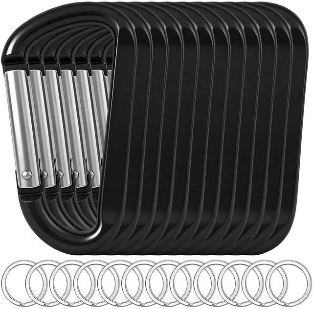 Main image of 12PCS Carabiner Keychain Clip - 3" Aluminum Caribeener Key Clip,D Ring Shape Nonlocking Carabeaner Hook Buckle,Multi-Function Spring Snap Key Clips Tool for Home,Camping,Hiking,Traveling,Backpack