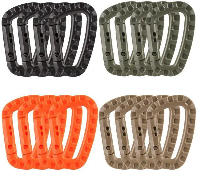 Main image of 16 Pack Tactical Carabiners Keychain D Rings Spring Snap Gear Clip Utility Hooks Backpack Hanging Buckle Travelling for Camping