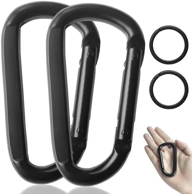 Main image of Carabiner Clip, 3" Heavy Duty Small Carabiner 880 lbs, Black, D Shaped