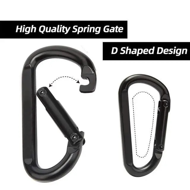 Alt view image 3 of 7 - Carabiner Clip, 860lbs, 3" Iron Heavy Duty Carabiner, D Shape Hook - Hammocks, Camping, Hiking Accessories, Keychains, Caribiniers for Dog Leash, Yoga Swing, Gym etc, Black