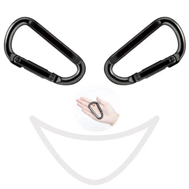 Alt view image 7 of 7 - Carabiner Clip, 860lbs, 3" Iron Heavy Duty Carabiner, D Shape Hook - Hammocks, Camping, Hiking Accessories, Keychains, Caribiniers for Dog Leash, Yoga Swing, Gym etc, Black