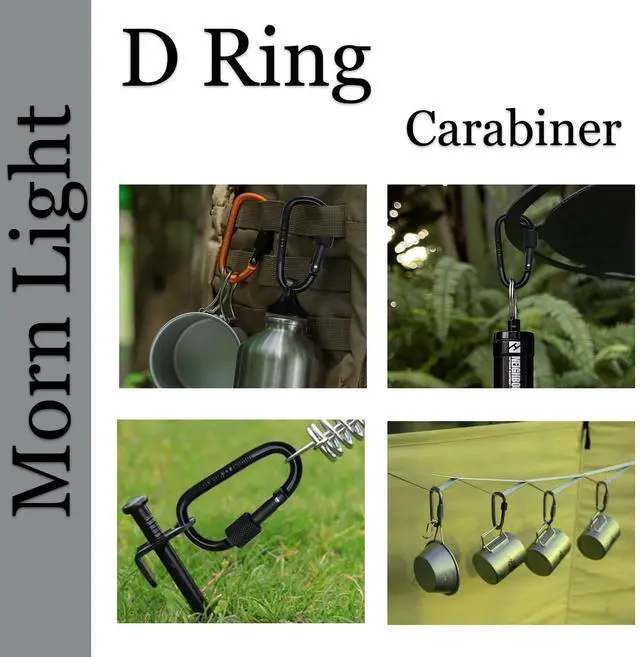 Alt view image 5 of 7 - 6PCS 3 Inch D-Shape Screw Locking Carabiner Clips for Outdoor Gear
