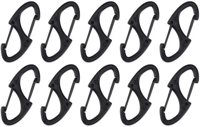 Main image of 20PCS S Double Sided Mini Carabiner Clip Small Dual Wire Gate Carabiners Keychain Clasp Snap Hooks Tiny Key Clips EDC Accessories for Outdoor Camping Fishing Hiking (Black 10P)