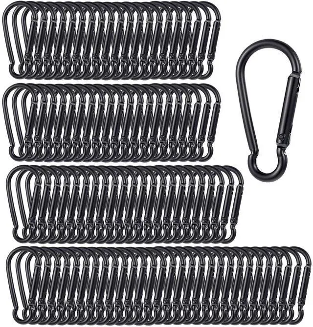 Main image of 100PCS Small Carabiner Clip Spring Snap Hook Carabiners, 2.36" M6 Aluminum Alloy Keychain Carabiner, Black Small Carabiner Clip for Swing, Hammock, Hiking, Fishing, Camping