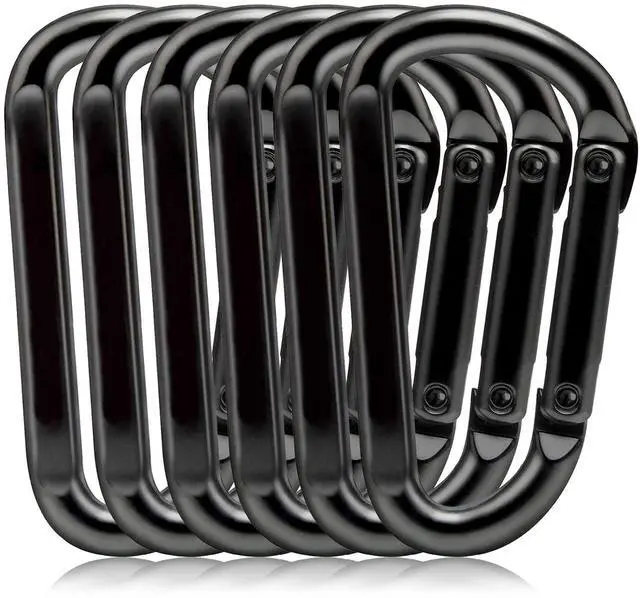 Main image of Carabiner Clip, 860lbs, 3" Iron Heavy Duty Carabiner, D Shape Hook - Hammocks, Camping, Hiking Accessories, Keychains, Caribiniers for Dog Leash, Yoga Swing, Gym etc, Black, 6pcs