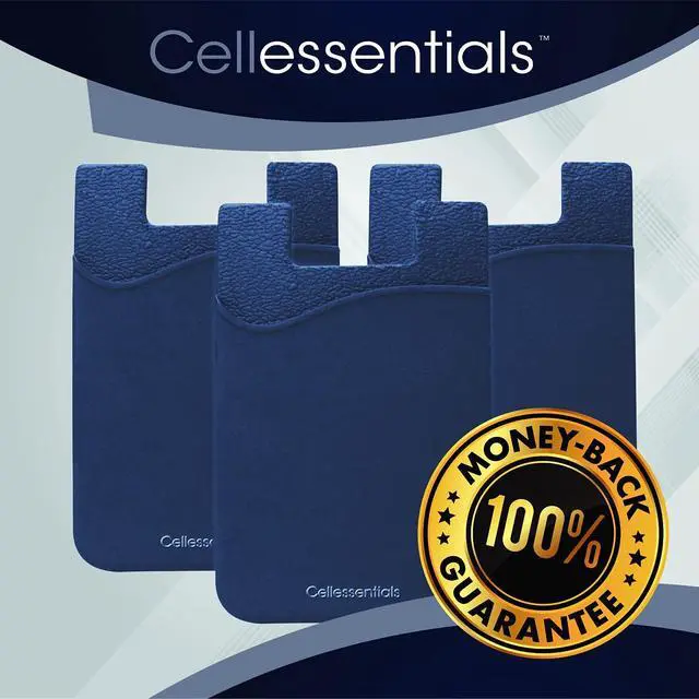 Alt view image 6 of 7 - USA Merchant Redesigned Card Holder - Silicone Stick on Cell Phone Wallet with Pocket for Credit Card ID Business Card - iPhone Android & Smartphones (Navy)