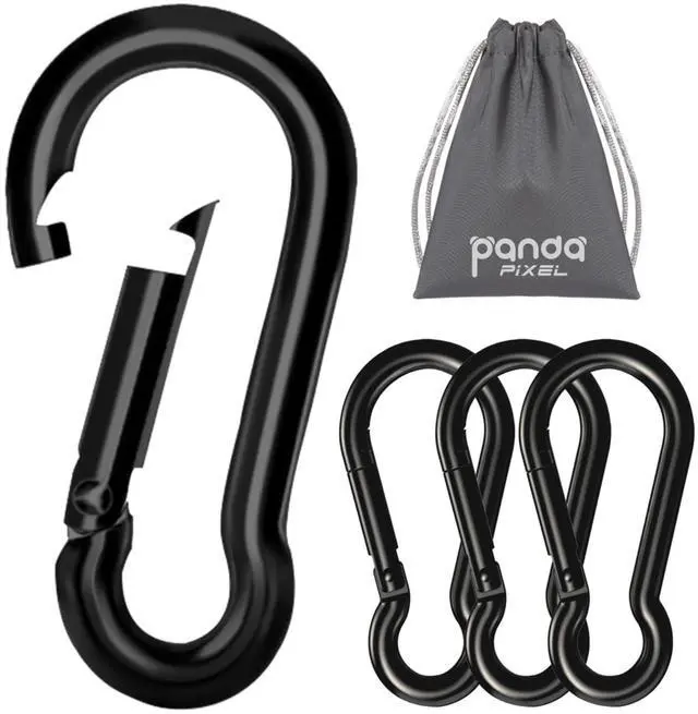 Main image of 3.1 Inch Heavy Duty Gym Carabiner Load 1000lbs, 4 Pack Large Carabiner Clips, Black Carabiner for Fitness Attachment, Gym, Outdoor, Swing, Hammock, Hiking
