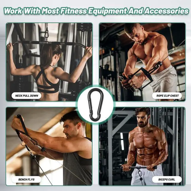 Alt view image 5 of 7 - 3.1 Inch Heavy Duty Gym Carabiner Load 1000lbs, 4 Pack Large Carabiner Clips, Black Carabiner for Fitness Attachment, Gym, Outdoor, Swing, Hammock, Hiking