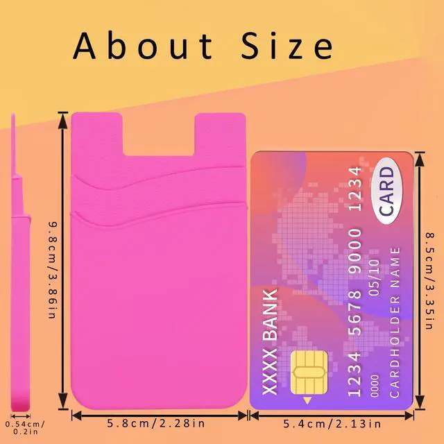Alt view image 2 of 6 - 3 Pack Hot Pink Adhesive Phone Wallet Stick on Card Holder for Phone Case