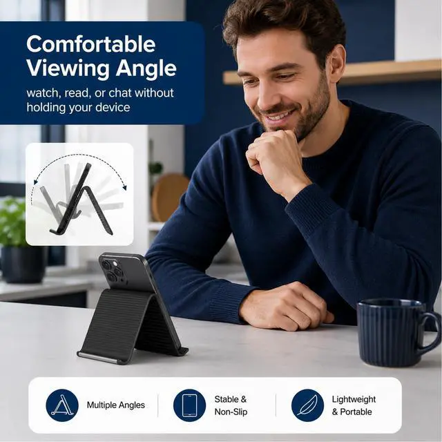Alt view image 3 of 6 - Flexible Silicone Phone Holder,Foldable Silicone Phone Holder,Flexible Phone Stand,Adjustable Foldable Holder for Phones Tablets Laptops, Portable Tablet Stand(Black)