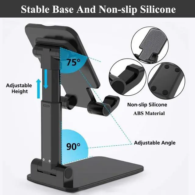 Alt view image 4 of 7 - 2 Pcs Cell Phone Stand for Desk Adjustable & Foldable Phone Holder