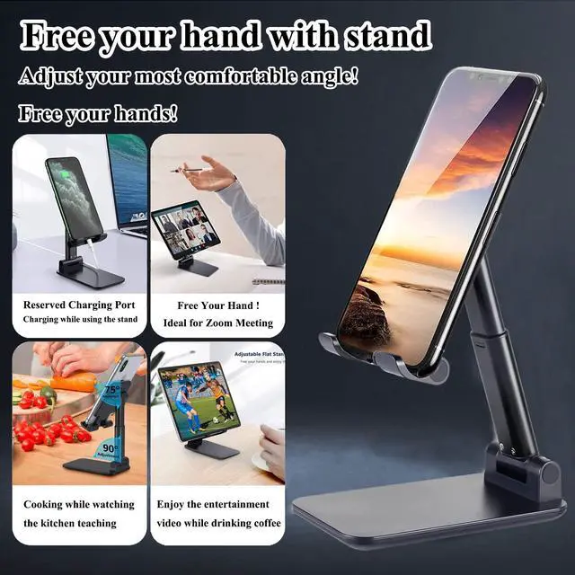 Alt view image 6 of 7 - 2 Pcs Cell Phone Stand for Desk Adjustable & Foldable Phone Holder
