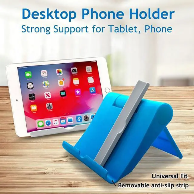 Alt view image 2 of 4 - Desktop Phone Stand 4 Pack, Foldable & Adjustable Universal Cell Phone Holder, Multi-Angle Desktop Dock for Phone & Tablet (Black+Pink+Blue+White)