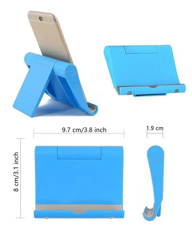 Alt view image 4 of 4 - Desktop Phone Stand 4 Pack, Foldable & Adjustable Universal Cell Phone Holder, Multi-Angle Desktop Dock for Phone & Tablet (Black+Pink+Blue+White)