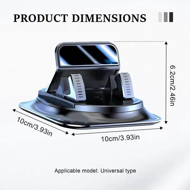 Alt view image 2 of 6 - 360 Degree Rotation Dashboard Phone Holder for Car, Car Phone Mount, Non-Slip Dashboard Navigation Bracket with One-Hand Operation, Automotive Dash Cell Phones Mount for Most Vehicles