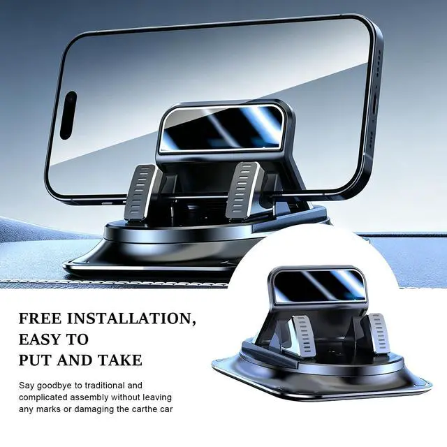 Alt view image 3 of 6 - 360 Degree Rotation Dashboard Phone Holder for Car, Car Phone Mount, Non-Slip Dashboard Navigation Bracket with One-Hand Operation, Automotive Dash Cell Phones Mount for Most Vehicles