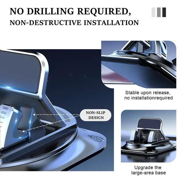 Alt view image 4 of 6 - 360 Degree Rotation Dashboard Phone Holder for Car, Car Phone Mount, Non-Slip Dashboard Navigation Bracket with One-Hand Operation, Automotive Dash Cell Phones Mount for Most Vehicles