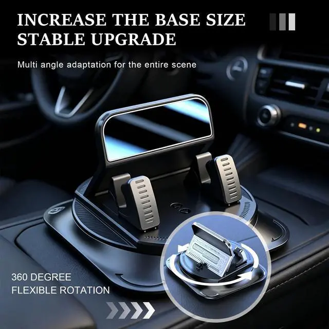 Alt view image 5 of 6 - 360 Degree Rotation Dashboard Phone Holder for Car, Car Phone Mount, Non-Slip Dashboard Navigation Bracket with One-Hand Operation, Automotive Dash Cell Phones Mount for Most Vehicles
