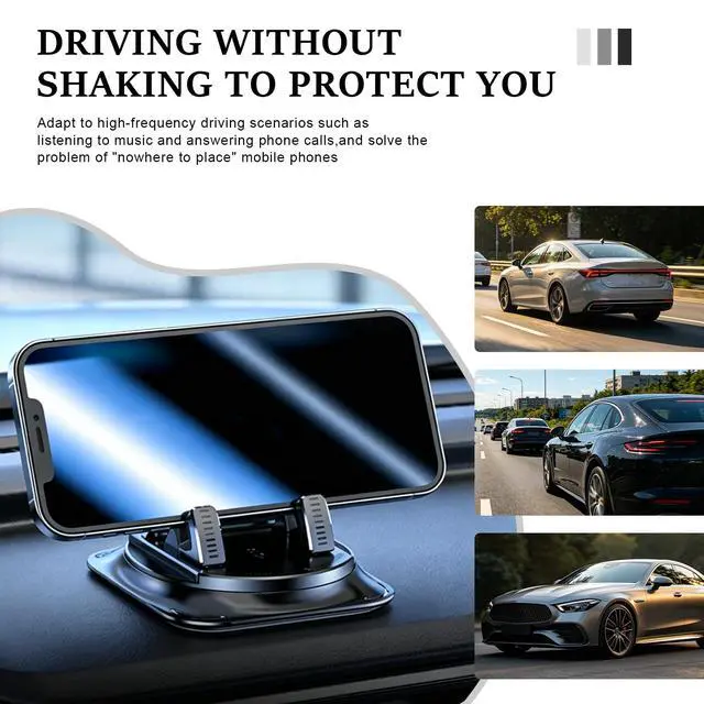 Alt view image 6 of 6 - 360 Degree Rotation Dashboard Phone Holder for Car, Car Phone Mount, Non-Slip Dashboard Navigation Bracket with One-Hand Operation, Automotive Dash Cell Phones Mount for Most Vehicles