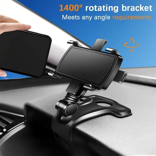 Alt view image 3 of 6 - 1400 Degree Rotating Car Phone Holder with Dashboard Clip
