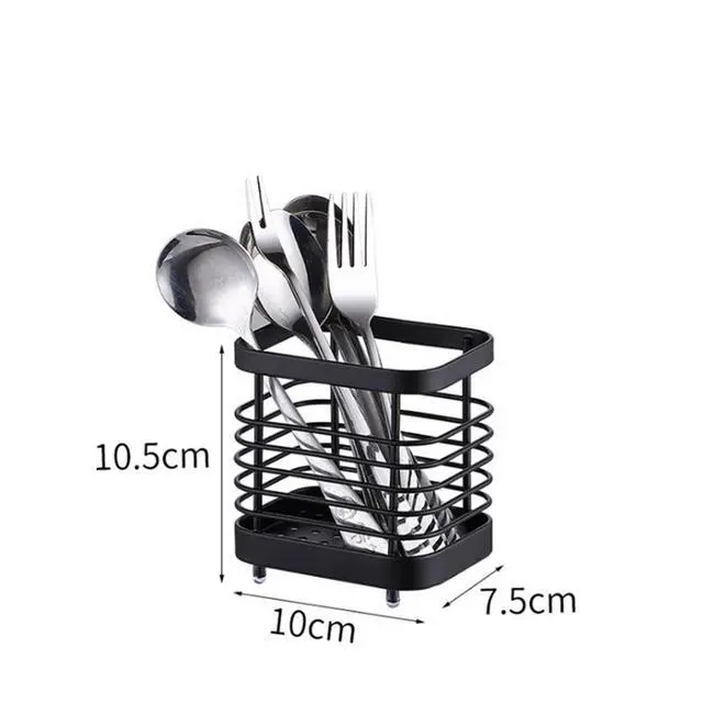 Alt view image 3 of 6 - Utensil Holder, Stainless Steel Sink Drying Rack, Silverware Cutlery Flatware Holder, Cutlery Drainer for Utensils, Rust-Proof Kitchen Sink Organizer (Black)