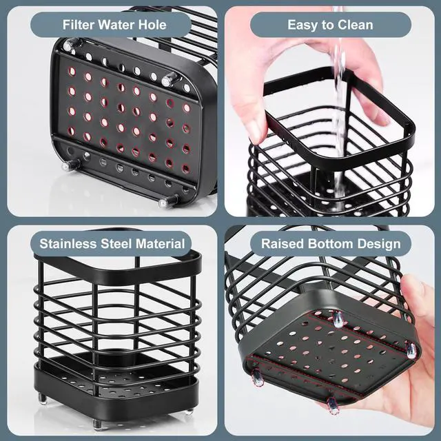 Alt view image 3 of 7 - Utensil Holder, Stainless Steel Utensil Drying Rack for Kitchen Counter