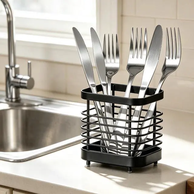 Alt view image 5 of 7 - Utensil Holder, Stainless Steel Utensil Drying Rack for Kitchen Counter