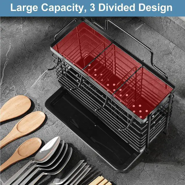 Alt view image 4 of 7 - Utensil Holder, Kitchen Utensil Drying Rack with Drain Tray