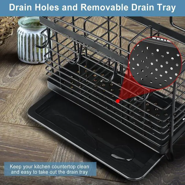 Alt view image 5 of 7 - Utensil Holder, Kitchen Utensil Drying Rack with Drain Tray