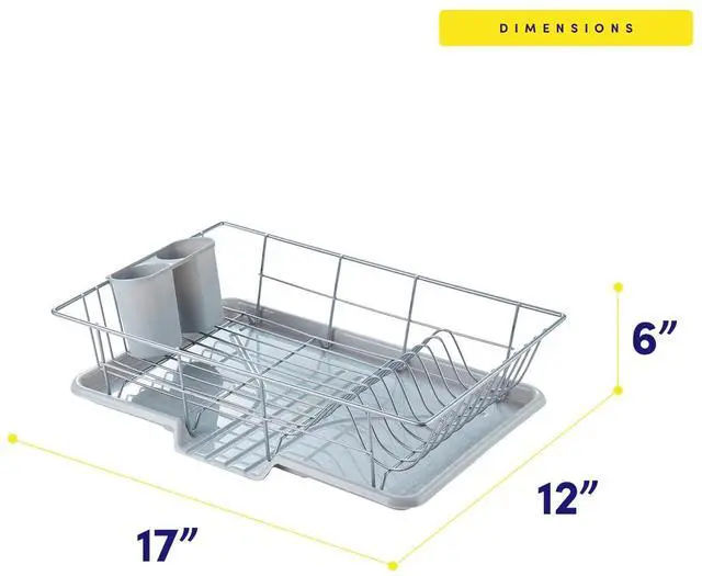 Alt view image 4 of 6 - Space-Saving 3-Piece Dish Drainer Rack Set with Cutlery Holder - Maximize Kitchen Countertop Space, Silver