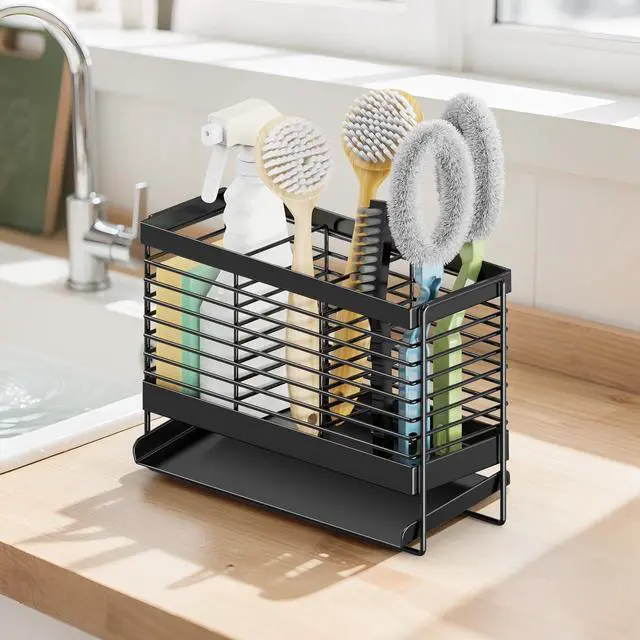 Alt view image 6 of 7 - Utensil Holder, Drying Rack with Automatic Drain Tray for Kitchen Counter