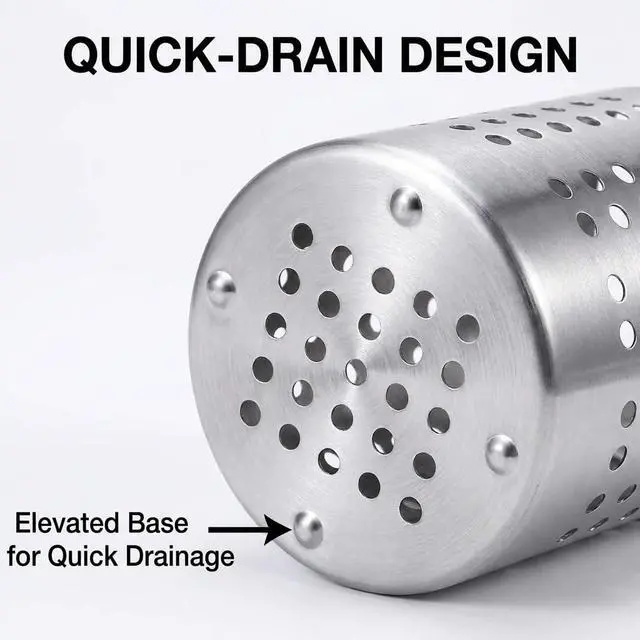 Alt view image 4 of 6 - SUS304 Small Stainless Steel Utensil Holder for Countertop, Silver