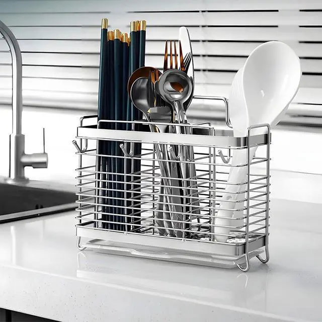 Alt view image 6 of 7 - Utensil Holder, Kitchen Utensil Drying Rack with Drain Tray