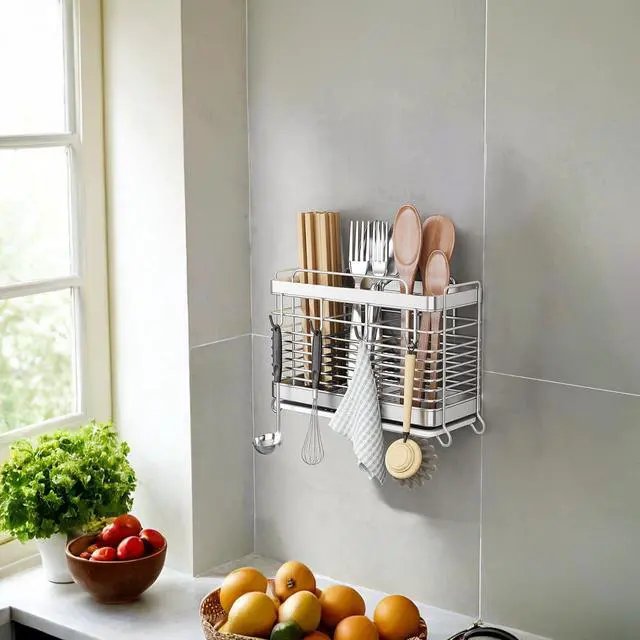 Alt view image 7 of 7 - Utensil Holder, Kitchen Utensil Drying Rack with Drain Tray