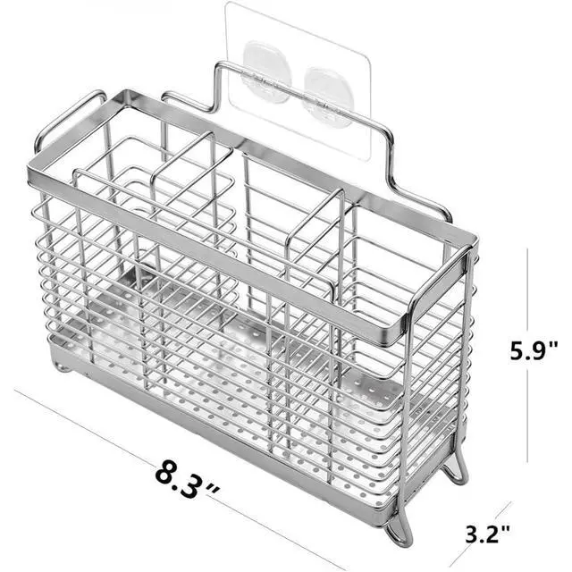Alt view image 2 of 6 - Stainless Steel Utensil Holder, Utensil Drying Rack with 3 Divided Compartments, Rust-Resistant Utensil Drying Basket, Silverware Drying Basket, Utensil Drainer for Dish Rack