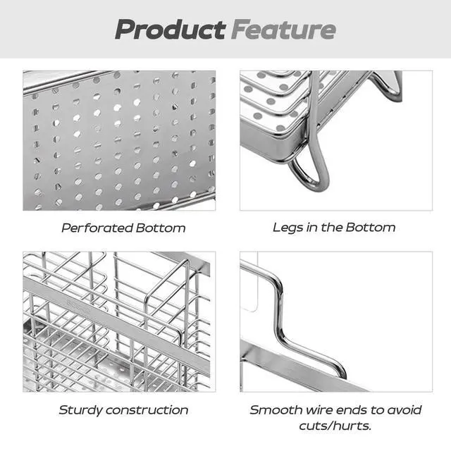 Alt view image 4 of 6 - Stainless Steel Utensil Holder, Utensil Drying Rack with 3 Divided Compartments, Rust-Resistant Utensil Drying Basket, Silverware Drying Basket, Utensil Drainer for Dish Rack