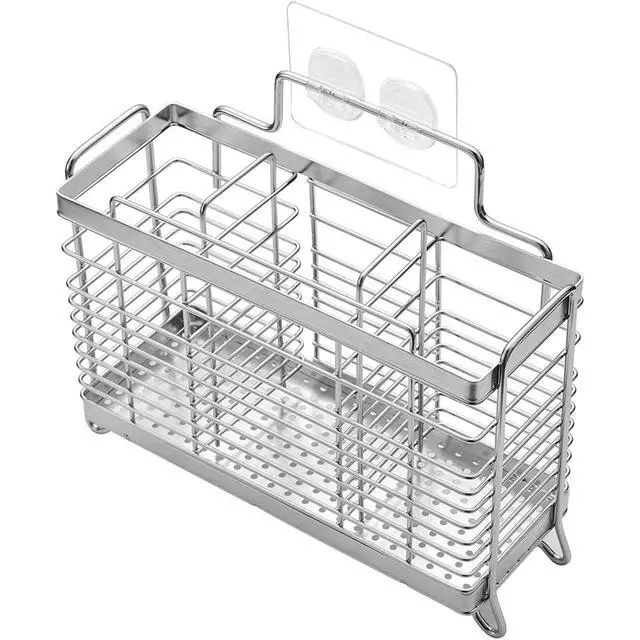Alt view image 6 of 6 - Stainless Steel Utensil Holder, Utensil Drying Rack with 3 Divided Compartments, Rust-Resistant Utensil Drying Basket, Silverware Drying Basket, Utensil Drainer for Dish Rack