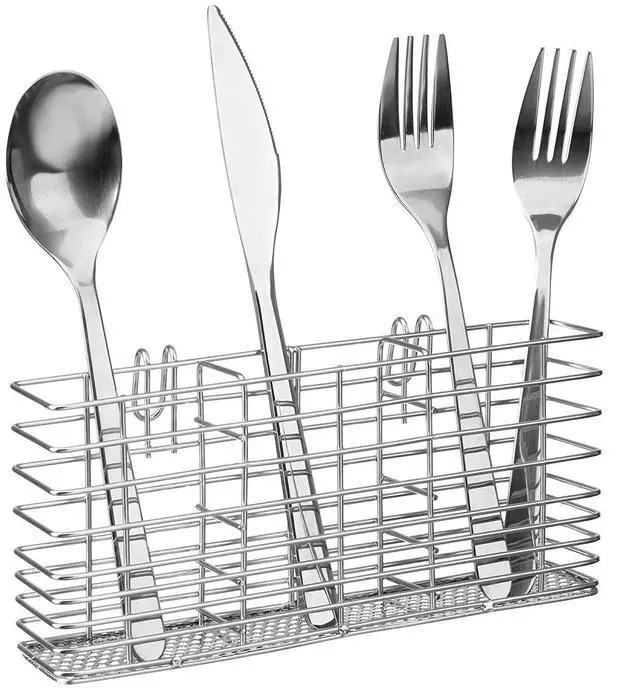 Main image of Silverware Organizer - Cutlery Utensil Holder Stainless Steel Drying Rack Drainer for Kitchen Silverware