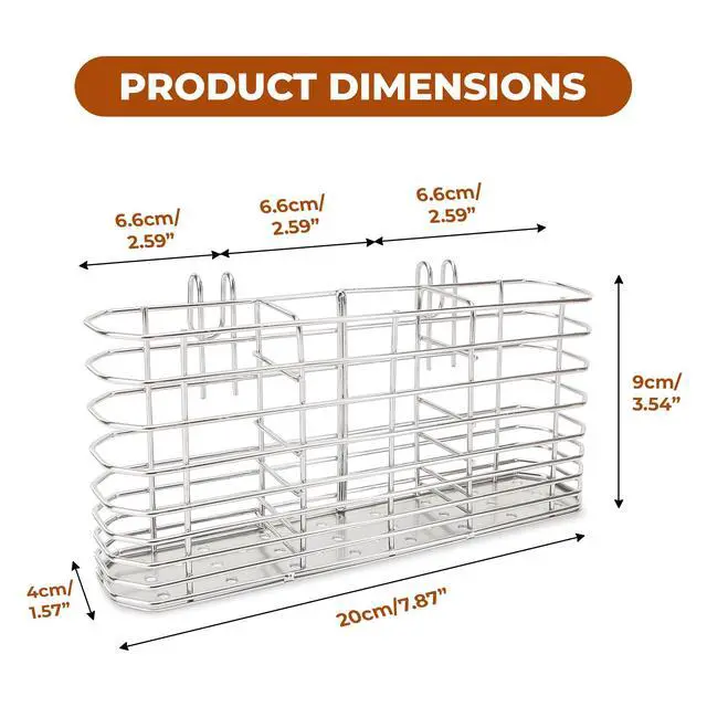 Alt view image 2 of 7 - Stainless Steel Utensil Drying Basket Rack Hanging Holder for Knife and Fork Dish Sink Dishwasher with Drain, Cutlery Flatware Organizer with Hook, RustProof Drainage Solution in Kitchen Bathroom