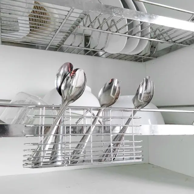 Alt view image 4 of 7 - Stainless Steel Utensil Drying Basket Rack Hanging Holder for Knife and Fork Dish Sink Dishwasher with Drain, Cutlery Flatware Organizer with Hook, RustProof Drainage Solution in Kitchen Bathroom