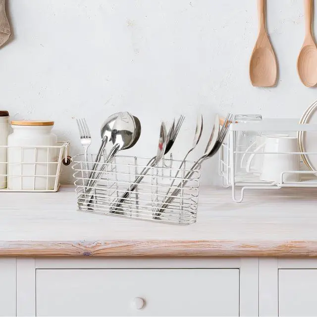 Alt view image 7 of 7 - Stainless Steel Utensil Drying Basket Rack Hanging Holder for Knife and Fork Dish Sink Dishwasher with Drain, Cutlery Flatware Organizer with Hook, RustProof Drainage Solution in Kitchen Bathroom